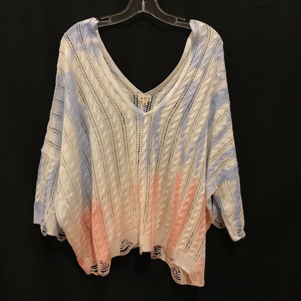 Womens Size Small POL Oversized Slouchy Ombre Open Knit Deep V-Neck Sweater